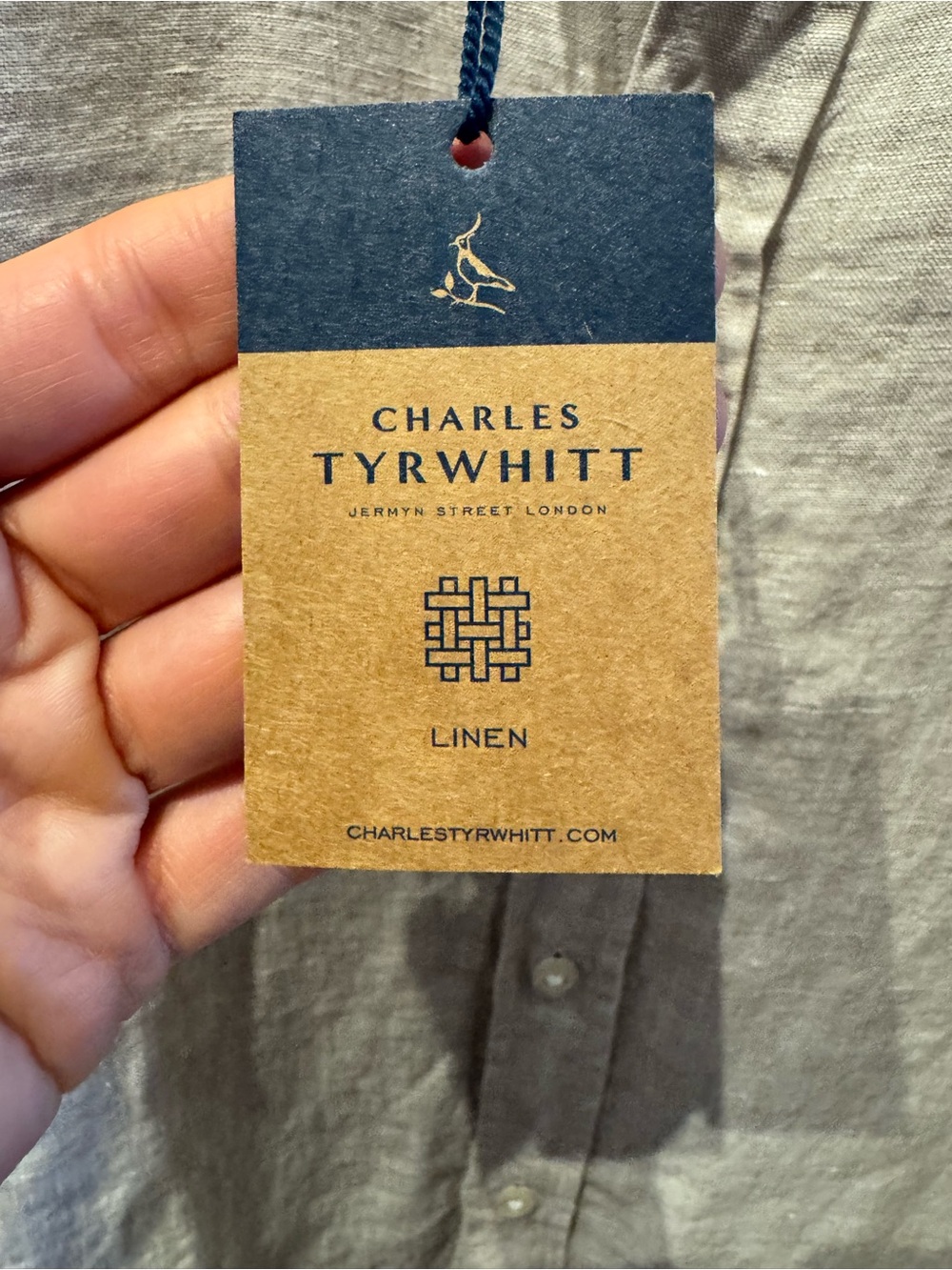 NWT Charles Tyerwhitt Men’s 100% Linen Button-Up Shirt, slim fit Medium - Picture 5 of 8